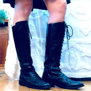 Topshop NYC Black Classic Wingtip tall boots size 7 (38)